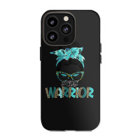 Women Messy Bun Teal Ribbon Pcos Warrior Iphone 13 Pro Case | Artistshot