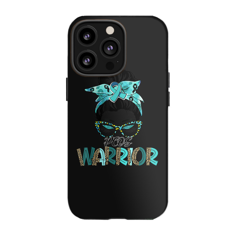 Women Messy Bun Teal Ribbon Pcos Warrior Iphone 13 Pro Case | Artistshot