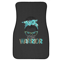 Women Messy Bun Teal Ribbon Pcos Warrior Front Car Mat | Artistshot