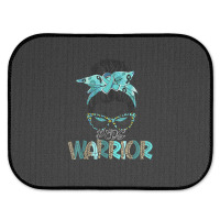 Women Messy Bun Teal Ribbon Pcos Warrior Rear Car Mat | Artistshot