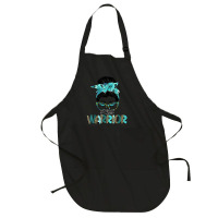 Women Messy Bun Teal Ribbon Pcos Warrior Full-length Apron | Artistshot