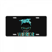 Women Messy Bun Teal Ribbon Pcos Warrior License Plate | Artistshot