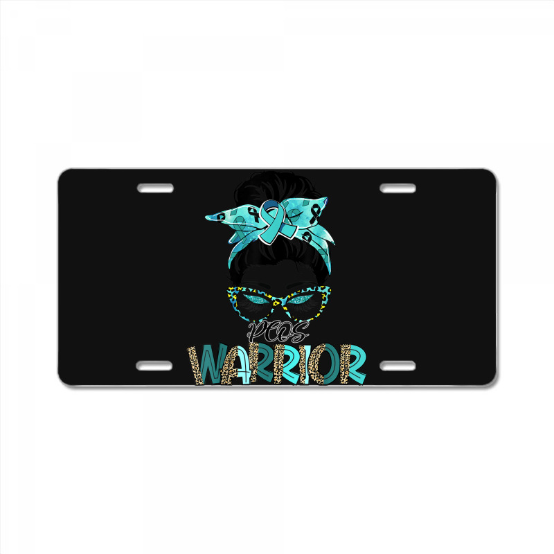 Women Messy Bun Teal Ribbon Pcos Warrior License Plate | Artistshot