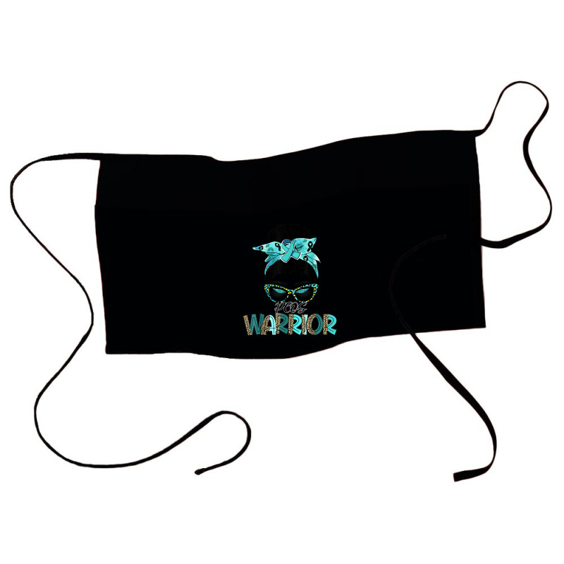 Women Messy Bun Teal Ribbon Pcos Warrior Waist Apron | Artistshot