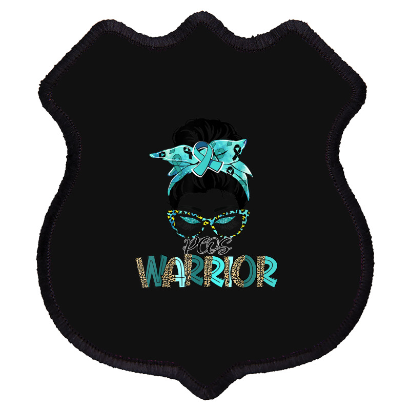 Women Messy Bun Teal Ribbon Pcos Warrior Shield Patch | Artistshot