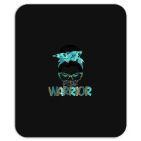 Women Messy Bun Teal Ribbon Pcos Warrior Mousepad | Artistshot