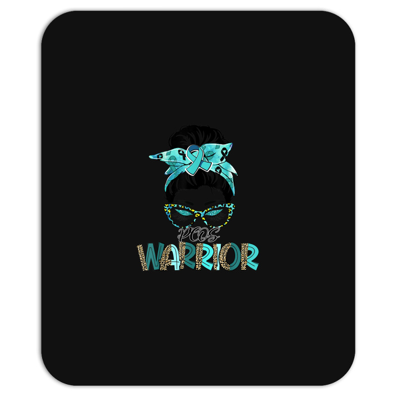 Women Messy Bun Teal Ribbon Pcos Warrior Mousepad | Artistshot