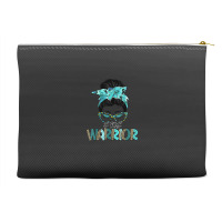 Women Messy Bun Teal Ribbon Pcos Warrior Accessory Pouches | Artistshot