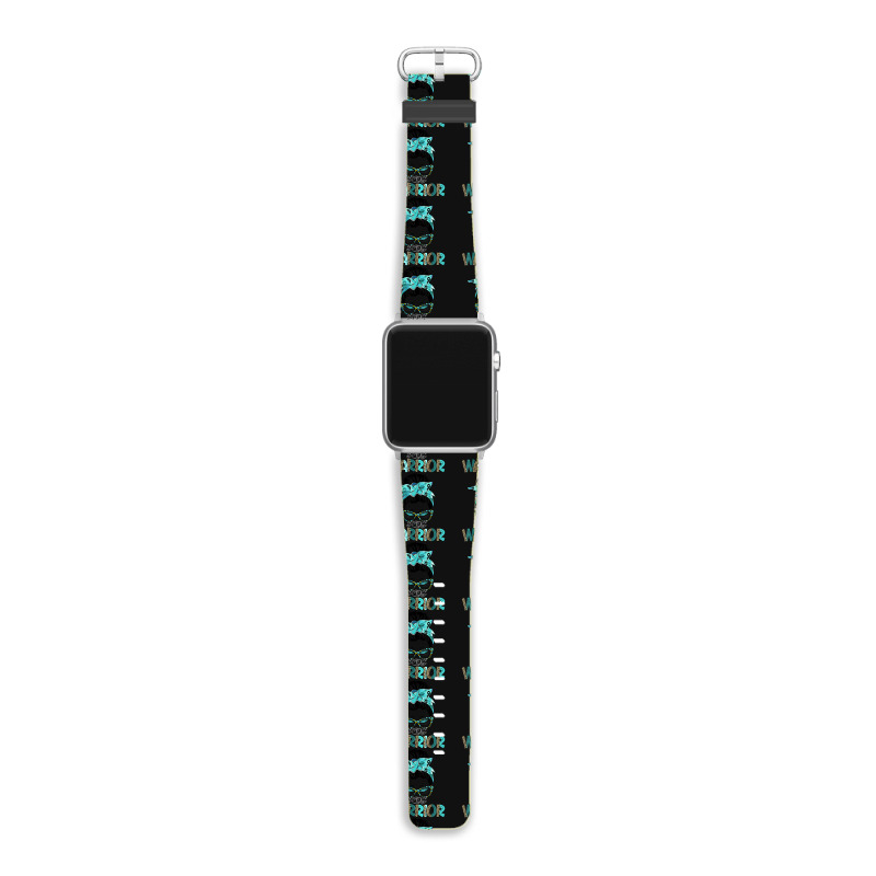 Women Messy Bun Teal Ribbon Pcos Warrior Apple Watch Band | Artistshot