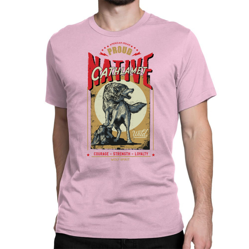 Cathlamet Native American Indian Born Wolf Spirit Retro Summer Classic T-shirt | Artistshot