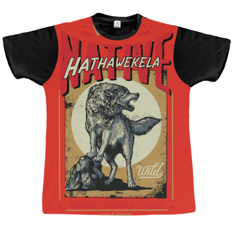 Hathawekela Native American Indian Born Wolf Spirit Retro 80s Graphic T-shirt | Artistshot