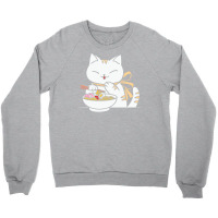 Anime Cat Eating Ramen Girl Crewneck Sweatshirt | Artistshot