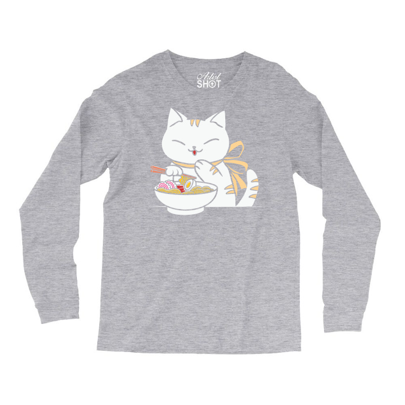 Anime Cat Eating Ramen Girl Long Sleeve Shirts | Artistshot