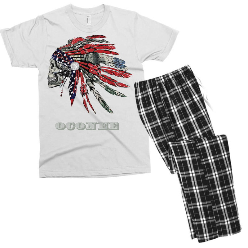 Oconee Native American Indian Flag Money Headress 80s Men's T-shirt Pajama Set | Artistshot