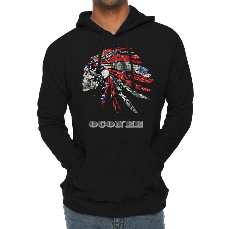 Oconee Native American Indian Flag Money Headress 80s Lightweight Hoodie | Artistshot