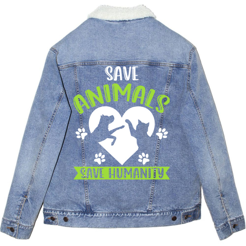 Save Animals Serve Humanity Hippie Unisex Sherpa-Lined Denim Jacket by tiffeosongoc | Artistshot