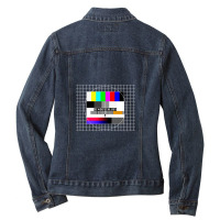 Closing Date Analog Television Test Pattern 90s Party 80s Outfit Retro Ladies Denim Jacket | Artistshot