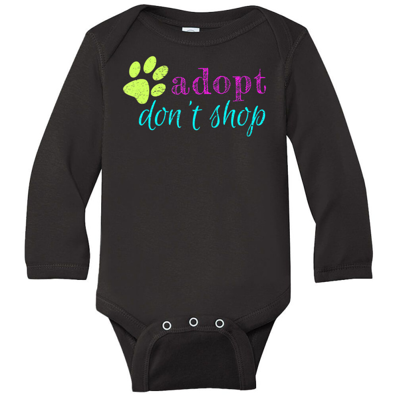 Limited Edition Adopt Don't Shop Animal Lover Lovers Distressed Long Sleeve Baby Bodysuit by michaelyounger19 | Artistshot