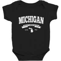 Michigan Hoodie. Vintage Michigan Sweatshirt Retro Mi Baby Bodysuit | Artistshot