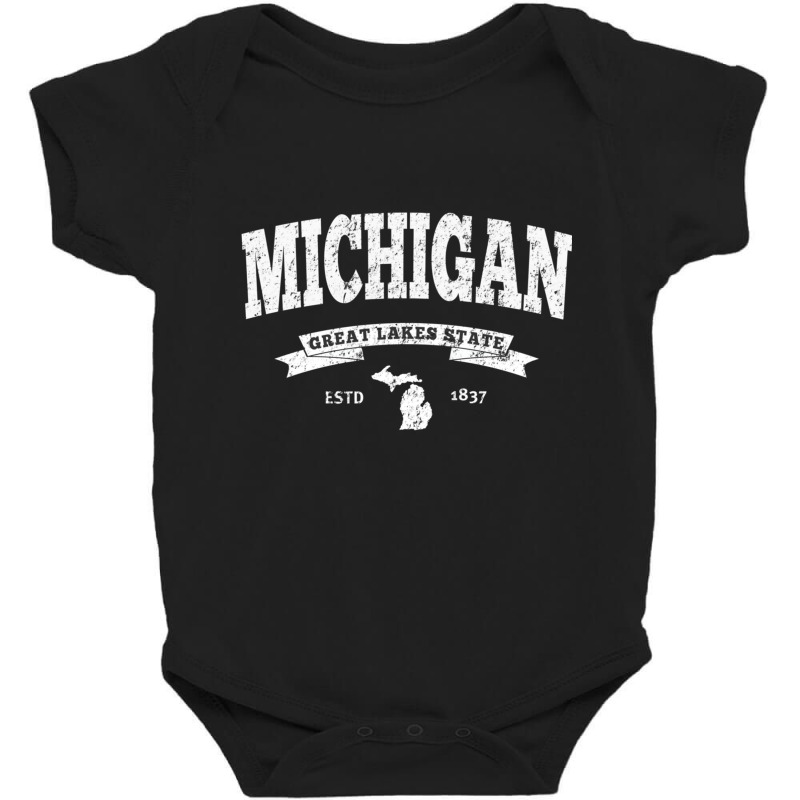 Michigan Hoodie. Vintage Michigan Sweatshirt Retro Mi Baby Bodysuit | Artistshot