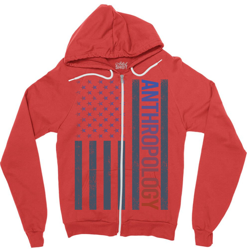 American Flag Anthropology Anthropologist 70s Zipper Hoodie by yutakaluciea | Artistshot