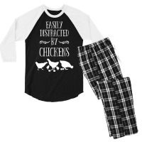 Chicken Easily Distracted By Chickens Men's 3/4 Sleeve Pajama Set | Artistshot