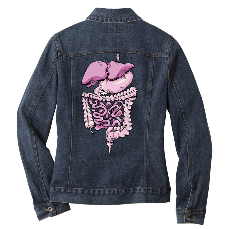 Detailed Digestive System Green Ladies Denim Jacket by jenalyihyet | Artistshot