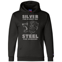 Snarling Wolf   Silver For Monsters   Steel For Humans   Fantasy Champion Hoodie | Artistshot