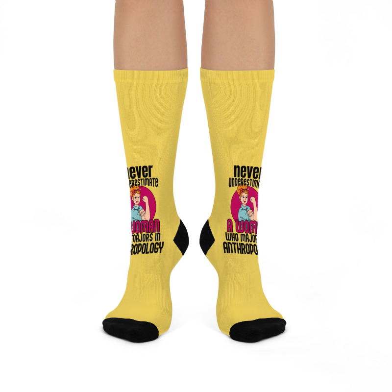 Never Underestimate Woman Anthropology Aesthetic Crew Socks | Artistshot