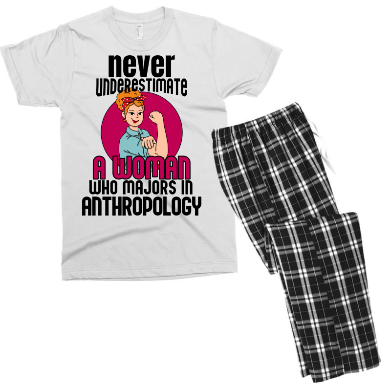 Never Underestimate Woman Anthropology Aesthetic Men's T-shirt Pajama Set | Artistshot