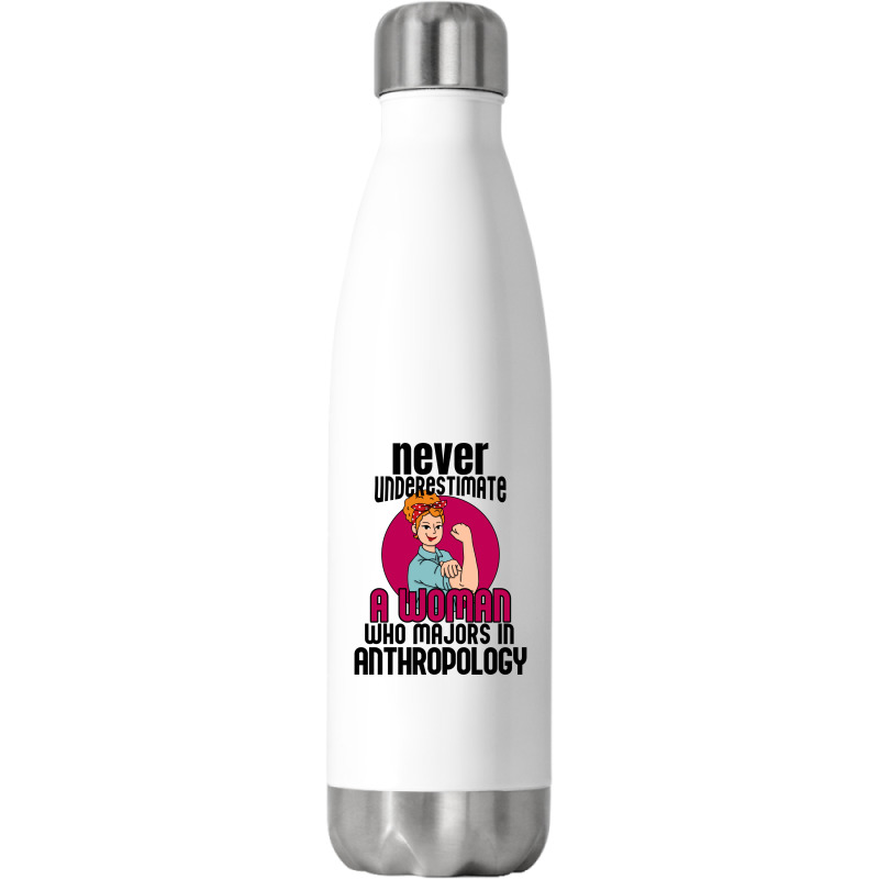 Never Underestimate Woman Anthropology Aesthetic Stainless Steel Water Bottle | Artistshot