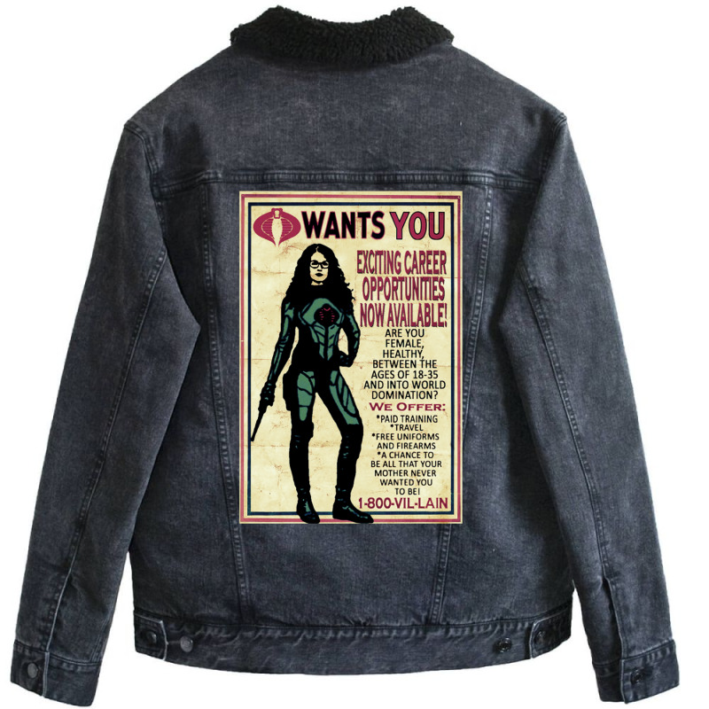 Cobra Recruiting Poster Featuring The Baroness (g.i. Joe) Unisex Sherpa-lined Denim Jacket | Artistshot