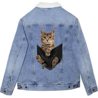 Brown Cat Sits In Pocket  Cats Tee  Gifts Unisex Sherpa-lined Denim Jacket | Artistshot