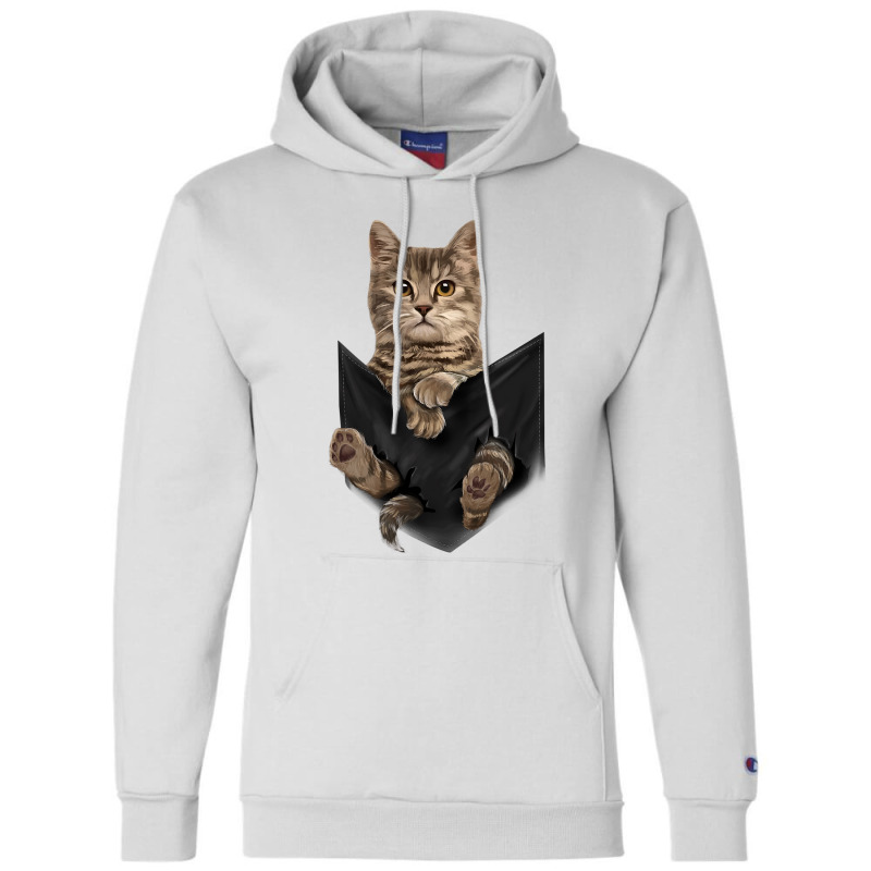 Brown Cat Sits In Pocket  Cats Tee  Gifts Champion Hoodie | Artistshot