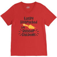 Rubber Chicken Enthusiast Loud Scream Yellow Red V-neck Tee | Artistshot