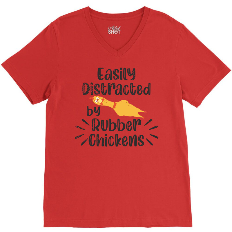 Rubber Chicken Enthusiast Loud Scream Yellow Red V-Neck Tee by ravadadanine2 | Artistshot