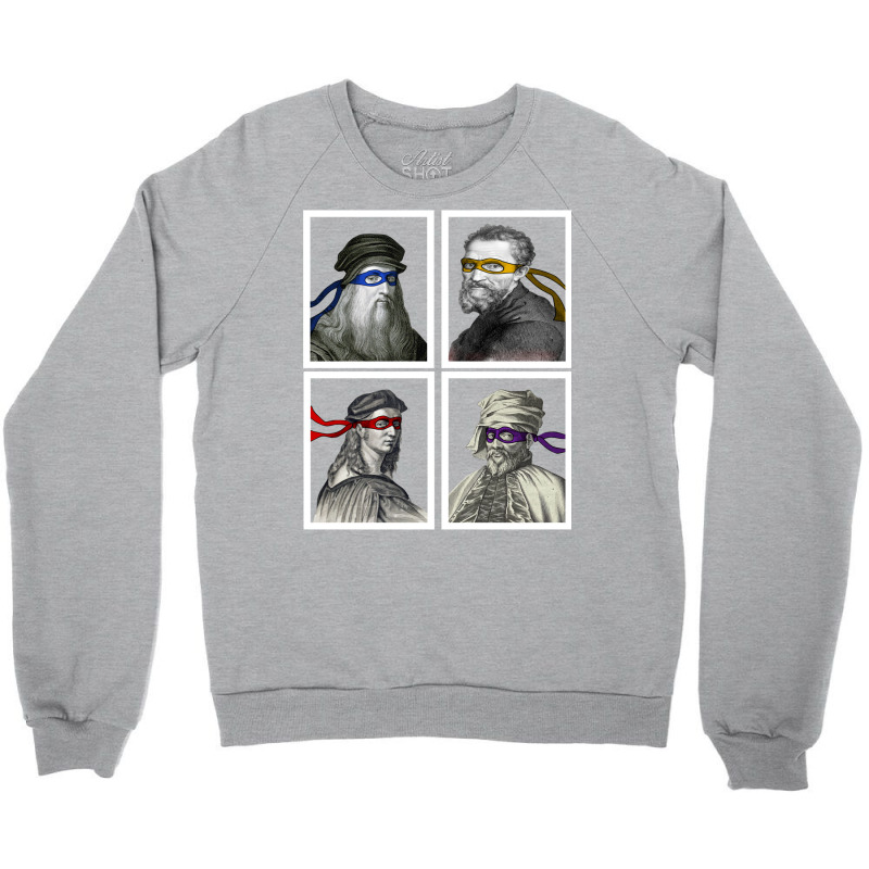 Ninja Artists Leonardo Donatello Raphael Michelangelo Parody Renaissan Crewneck Sweatshirt by bazazkwstas | Artistshot