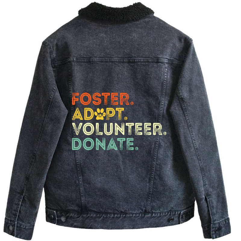 Foster Adopt Sponsor Donate Educate Animals Rescued Dog Cat Long Sleev Unisex Sherpa-Lined Denim Jacket by wafaha | Artistshot