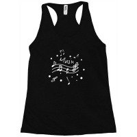 Dancing Music Notes White Nontes On Black Background Racerback Tank | Artistshot