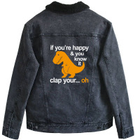 T-rex Clap Your Hands Unisex Sherpa-lined Denim Jacket | Artistshot