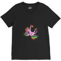 Funny Unicorn Rock Climbing Bouldering Rainbow V-neck Tee | Artistshot