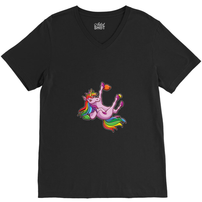 Funny Unicorn Rock Climbing Bouldering Rainbow V-neck Tee | Artistshot