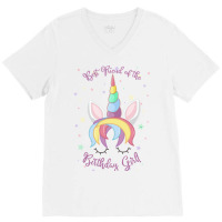 Artistshort Trending Best Friend Of The Birthday Girl! Unicorn Face Pr V-neck Tee | Artistshot