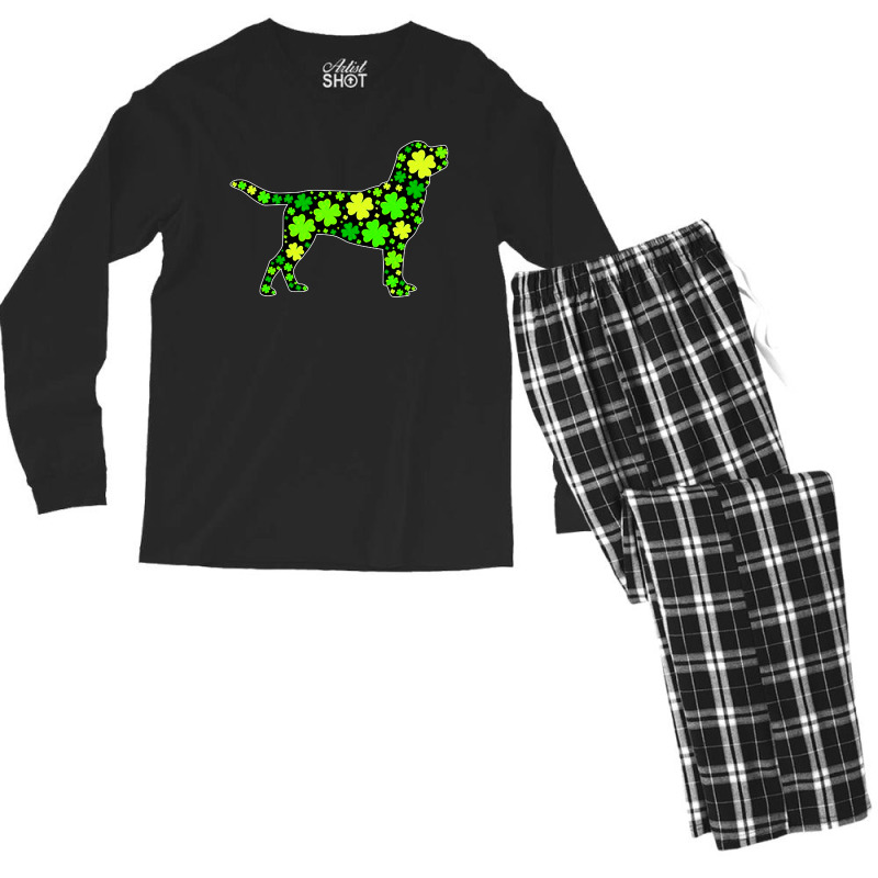 Funny Puppy Shamrock Labrador Dog Men's Long Sleeve Pajama Set | Artistshot