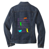 Cute Cat Kitty Music Notes Diversity Musician Clef Ladies Denim Jacket | Artistshot