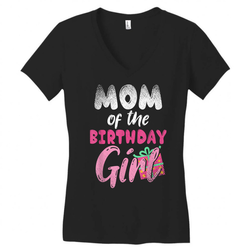 Family Parents Mom Of The Birthday Girl Mommy T Shirt Women's V-Neck T-Shirt by tamkyfashions | Artistshot