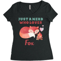 Just A Nerd Who Loves Fox Cute Lettering With Orange Fox Women's Triblend Scoop T-shirt | Artistshot