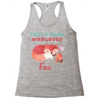 Just A Nerd Who Loves Fox Cute Lettering With Orange Fox Racerback Tank | Artistshot