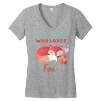 Just A Nerd Who Loves Fox Cute Lettering With Orange Fox Women's V-neck T-shirt | Artistshot