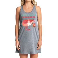 Just A Nerd Who Loves Fox Cute Lettering With Orange Fox Tank Dress | Artistshot